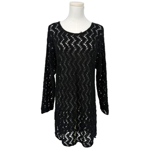 Vintage The Limited Black Chunky Crochet Knit Tunic Sweater S 90s Y2K Minimalist - Picture 1 of 5